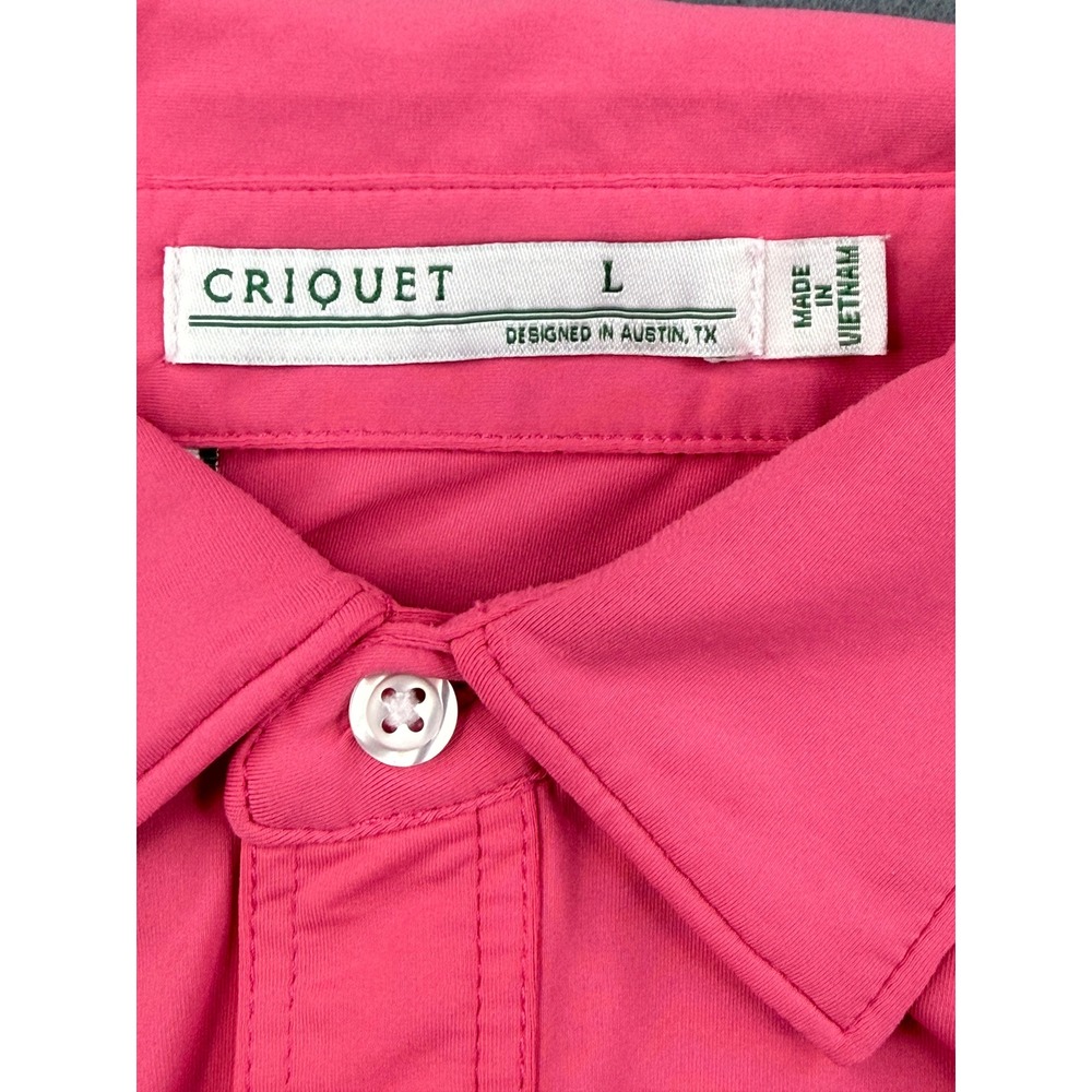 Criquet Polo Shirt Mens Large Pink Performance Player Recycled Stretch Golf - Picture 5 of 9